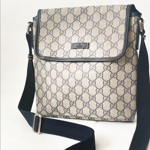 Authentic GUCCI GG Canvas Flap Messenger Bag